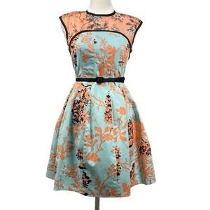 Nanette Lepore Dress Womens 2 Floral Satin Retro Pinup Rockabilly Wedding‎ Guest